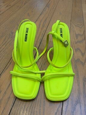 Steve Madden Neon Lime Strappy Square-Toe Sandals
